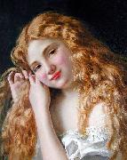 Sophie Gengembre Anderson Young Girl Fixing Her Hair oil